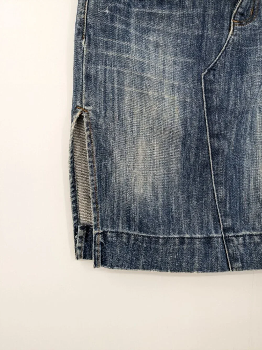 Vintage Denim Side Slit Skirt Y2K Distressed Indie Sleaze Grunge Festival USA 27